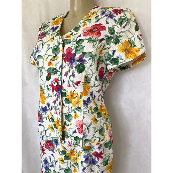 Albert Nipon Skirt Suit 2 pc Set Blazer Jacket Pencil Floral Short Sleev… - Picture 4 of 10